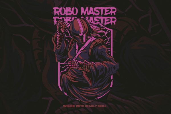 T恤印花图案设计-机器人大师矢量插画大洋岛精选 Robo Master T-Shirt Design