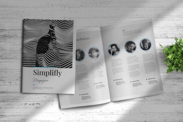 现代版式设计时尚大洋岛精选杂志INDD模板 Simplifly | Indesign Magazine Template