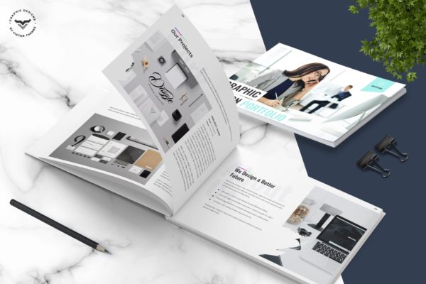 平面设计师作品集画册INDD设计模板 Graphic Designer Portfolio Brochure Template