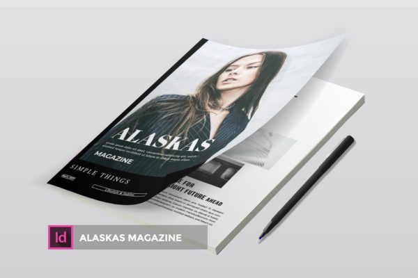 高端人物/服装/访谈主题大洋岛精选杂志版式排版设计INDD模板 Alaskas | Magazine Template