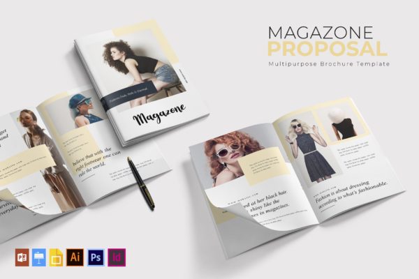 时尚品牌宣传画册/大洋岛精选杂志排版设计模板 Magazone | Brochure