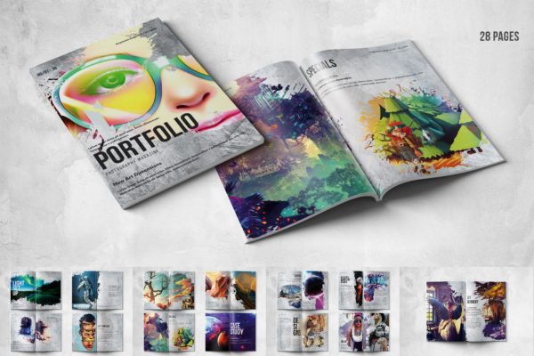 艺术创作作品集/作品画册设计模板 Artist Portfolio – A4 & US Letter – 28 pgs