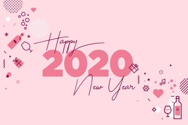 2020新年贺卡矢量大洋岛精选模板v6 Happy New Year 2020 greeting card
