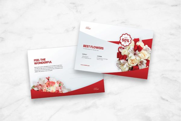 送花贺卡/明信片设计模板 Postcard缩略图 送花贺卡/明信片设计模板 Postcard