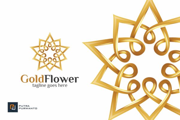 金色花卉几何图形/曼陀罗风格Logo设计大洋岛精选模板 Gold Flower / Mandala – Logo Template
