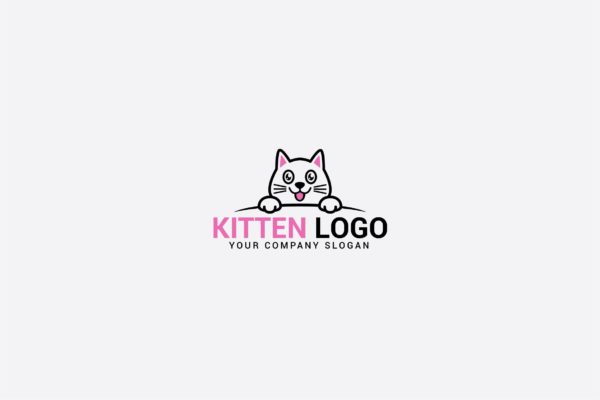 可爱卡通猫图形Logo设计大洋岛精选模板 KITTEN LOGO