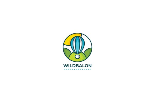 彩色热气球Logo设计大洋岛精选模板 Wild Air Ballon Logo