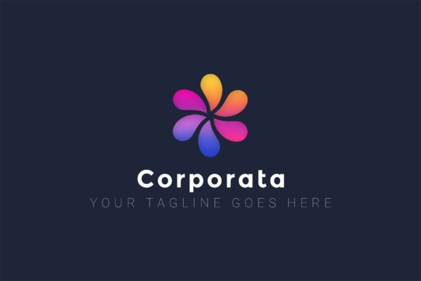 渐变彩色花瓣图形Logo设计大洋岛精选模板 Corporata – Multipurpose Logo Design