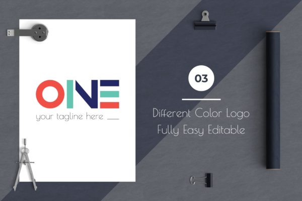 创意ONE文字Logo设计大洋岛精选模板 One Modern Logo Template