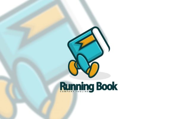 图书出版图书阅读主题“会行走”的书Logo设计大洋岛精选模板 Running Book