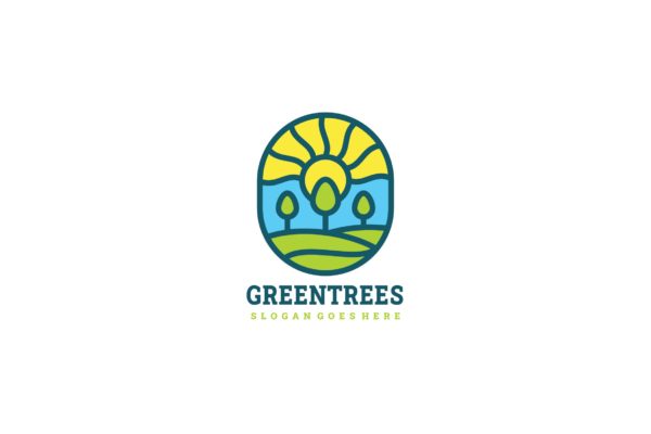 环保绿色自然简约图形Logo设计大洋岛精选模板 Green Nature Logo