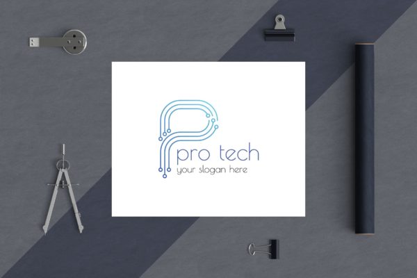 字母P创意图形企业Logo设计大洋岛精选模板 Letter Based Business Logo Template