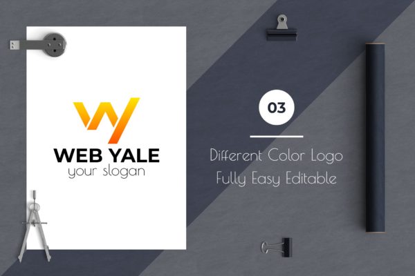 W&Y字母组合几何图形现代Logo设计大洋岛精选模板 Web Yale Modern Logo Template