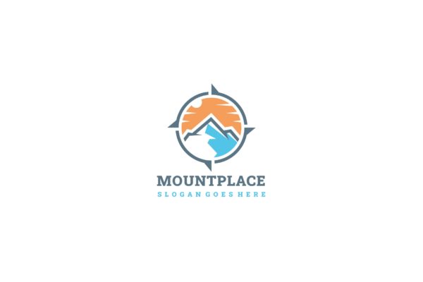 日落西山山脉图形Logo设计大洋岛精选模板v1 Mountain Places Logo