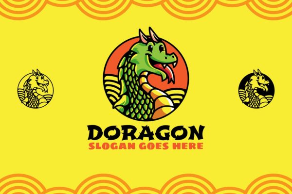 可爱龙卡通形象Logo设计大洋岛精选模板 Doragon Mascot Logo