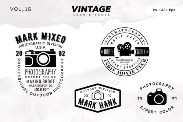 欧美复古设计风格品牌大洋岛精选LOGO商标模板v16 Vintage Logo & Badge Vol. 16
