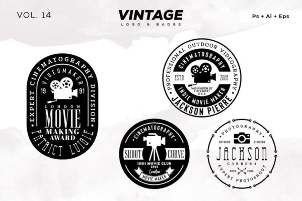 欧美复古设计风格品牌大洋岛精选LOGO商标模板v14 Vintage Logo & Badge Vol. 14