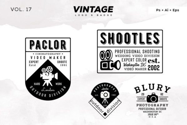 欧美复古设计风格品牌大洋岛精选LOGO商标模板v17 Vintage Logo & Badge Vol. 17