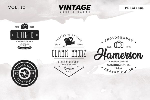 欧美复古设计风格品牌大洋岛精选LOGO商标模板v10 Vintage Logo & Badge Vol. 10