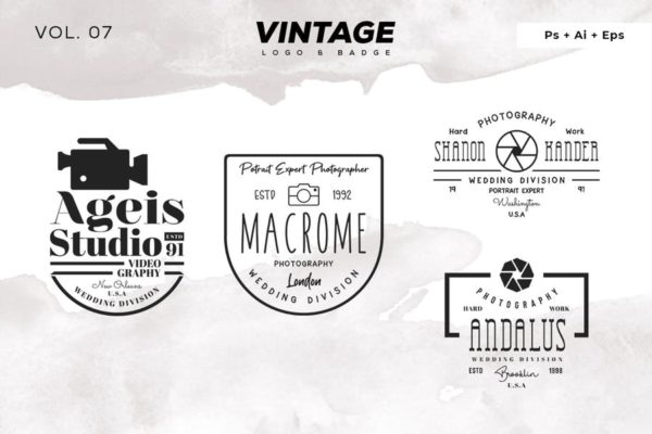 欧美复古设计风格品牌大洋岛精选LOGO商标模板v7 Vintage Logo & Badge Vol. 7