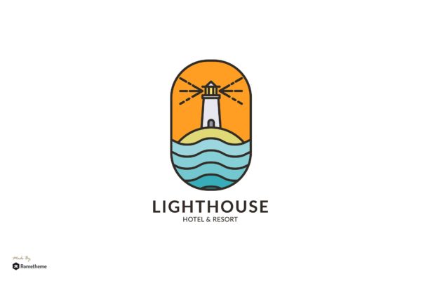 灯塔酒店/度假村商标&品牌Logo设计大洋岛精选模板 Lighthouse Hotel & Resort – Logo Template RB