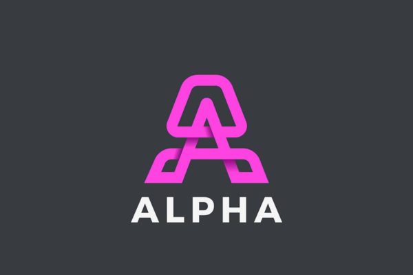 字母A-线性设计风格文字Logo设计大洋岛精选模板 Letter A Logo design Linear style