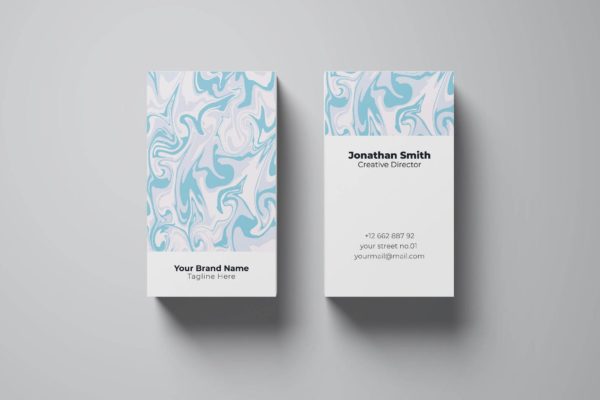 淡色水彩纹理企业大洋岛精选名片模板v36 Business Card Template.v36