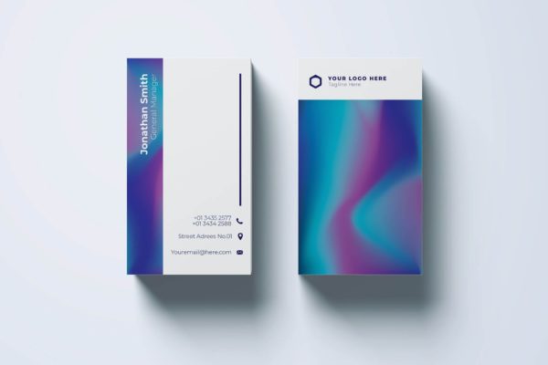 幻彩蓝设计风格企业大洋岛精选名片模板v6 Business Card Template.v6