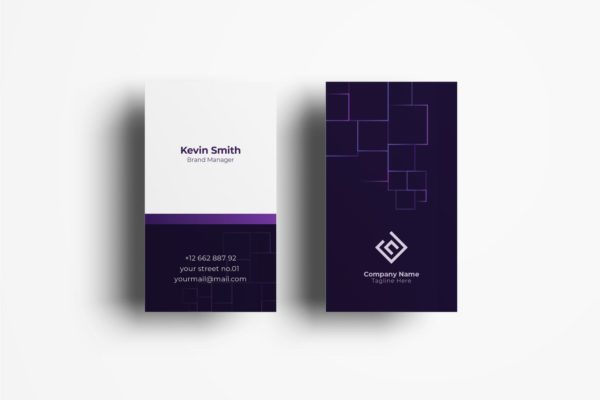 创意竖版排版风格企业大洋岛精选名片模板v58 Business Card Template.v58