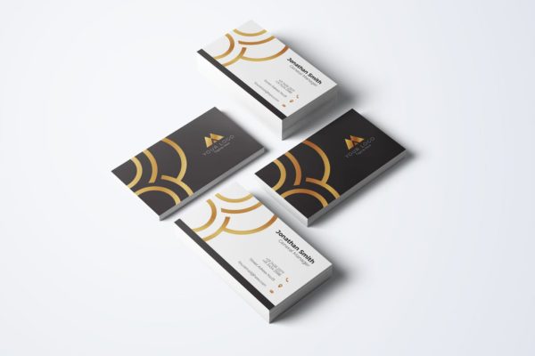 金箔弧线图形企业大洋岛精选名片模板v68 Business Card Template.v68