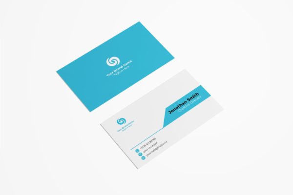 科技蓝企业大洋岛精选名片模板v43 Business Card Template.v43