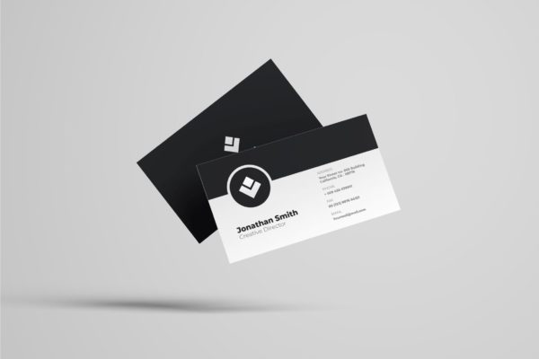 黑白配色公司职员大洋岛精选名片模板v44 Business Card Template.v44