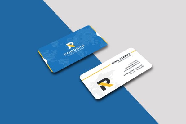抽象世界地图背景圆角大洋岛精选名片模板 Business Card