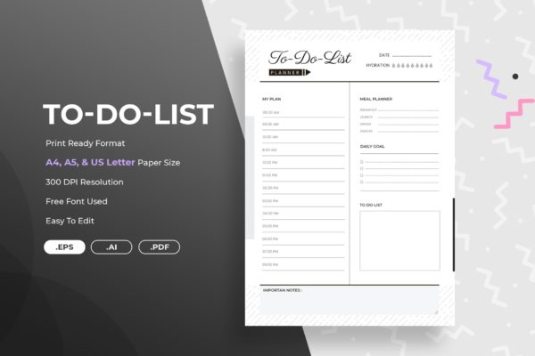 待办事项记录表格设计模板 To-Do List Planner