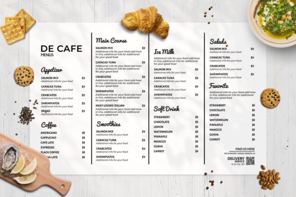 西式咖啡店/面包店/蛋糕店大洋岛精选菜单模板v4 Resto Food Menu Vol. 4