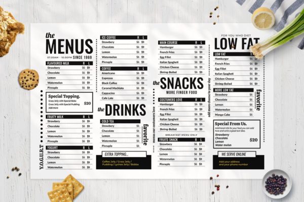 西式咖啡店/面包店/蛋糕店大洋岛精选菜单模板v5 Resto Food Menu Vol. 5
