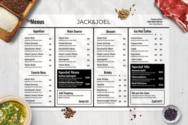 西式咖啡店/面包店/蛋糕店大洋岛精选菜单模板v2 Resto Food Menu Vol. 2