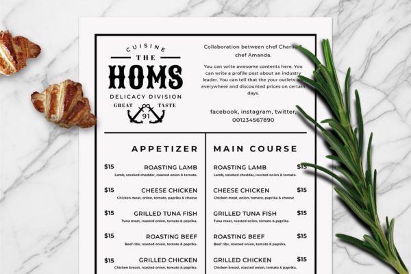 简约风西式餐厅大洋岛精选菜单模板v07 SGM – Food Menu .07