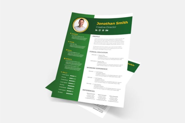 倒L版式设计风格大洋岛精选简历模板下载v13 Cv Resume Template.v13
