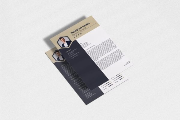 六边形头像个人简历表履历表模板v12 Cv Resume Template.v12缩略图 六边形头像个人简历表履历表模板v12 Cv Resume Template.v12