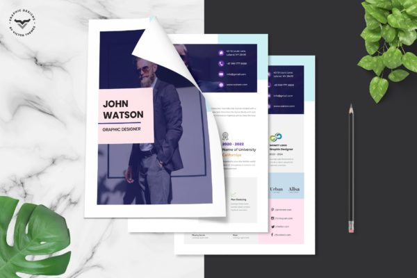 创意设计师三合一CV简历表设计木模板 Creative CV Template缩略图 创意设计师三合一CV简历表设计木模板 Creative CV Template