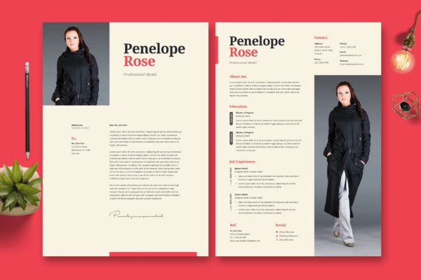平面模特应聘大洋岛精选简历模板 Model Resume CV Template 43