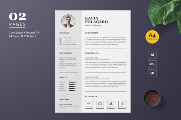 经典两列式排版风格电子大洋岛精选简历模板v1 Clean Resume / CV Template