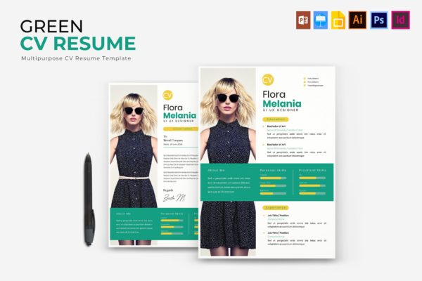 UI/UX设计师个人简历&介绍信设计模板 Green | CV & Resume
