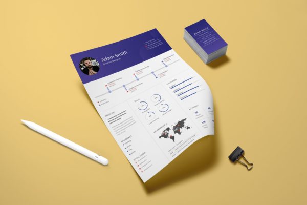 创意信息图表风格个人大洋岛精选简历模板 Infographic CV Template
