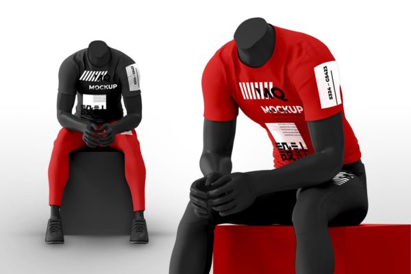潮牌T恤男模上身效果图样机大洋岛精选模板 Male Mannequin with T-Shirt Mockups