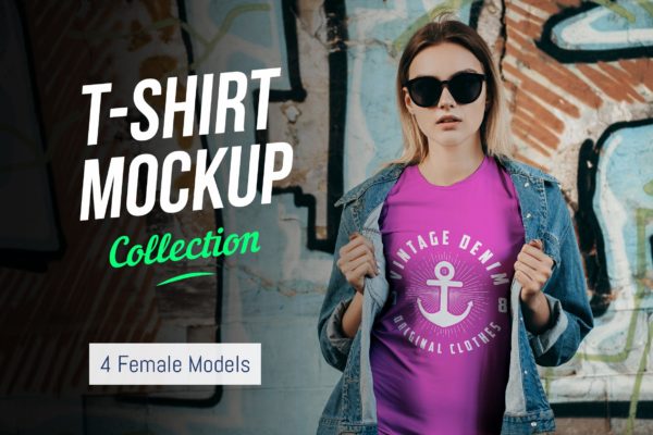 女士T恤印花设计效果图样机大洋岛精选合集v02 T-Shirt Mockup Collection 02
