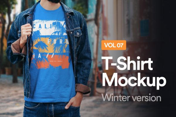 冬日T恤印花设计效果图样机大洋岛精选07 Winter T-Shirt Mockup 07