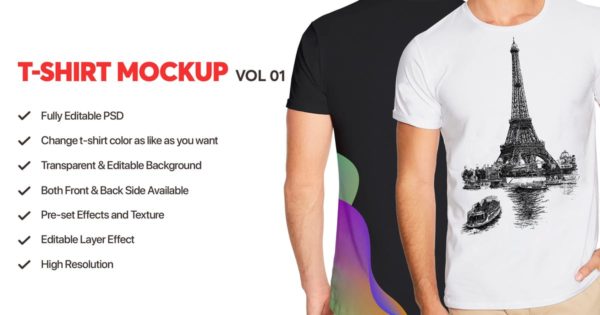 男士T恤印花图案设计效果图样机大洋岛精选v01 T-shirt Mockup Vol 01