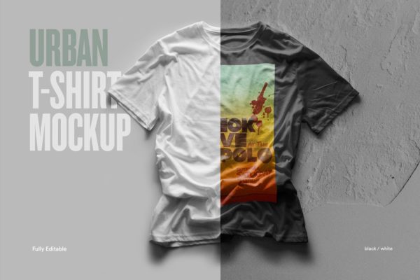 都市风格T恤印花图案设计预览样机大洋岛精选 Urban T-Shirt Mock-Up